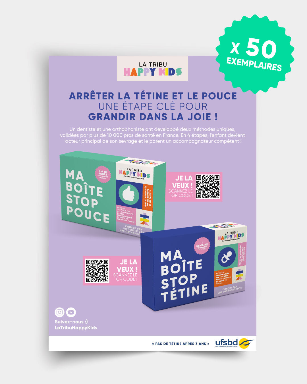 Lot de 50 flyers Stop Pouce et Stop Tétine