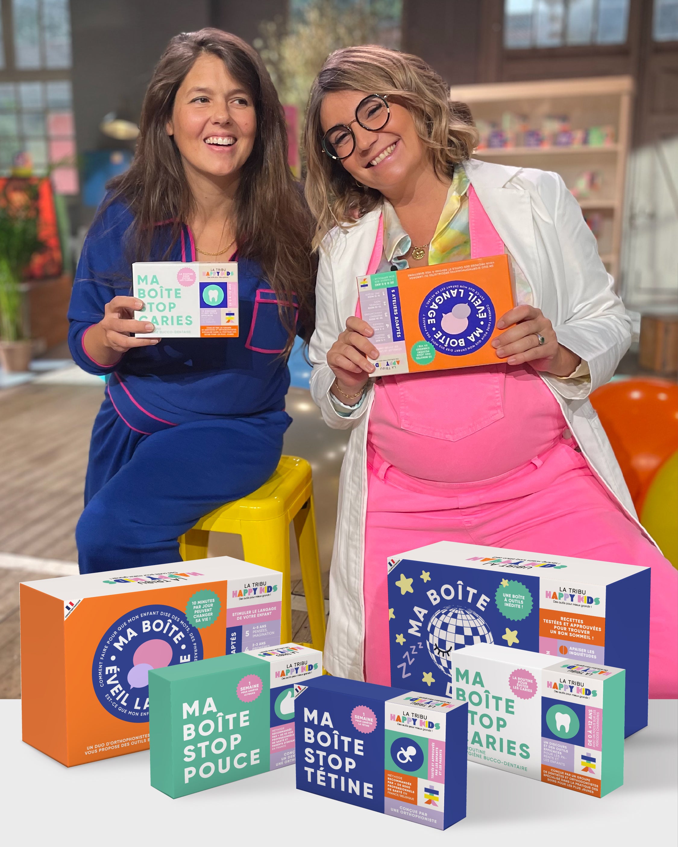 Boîtes vues sur le plateau QVEMA La Triby Happy Kids