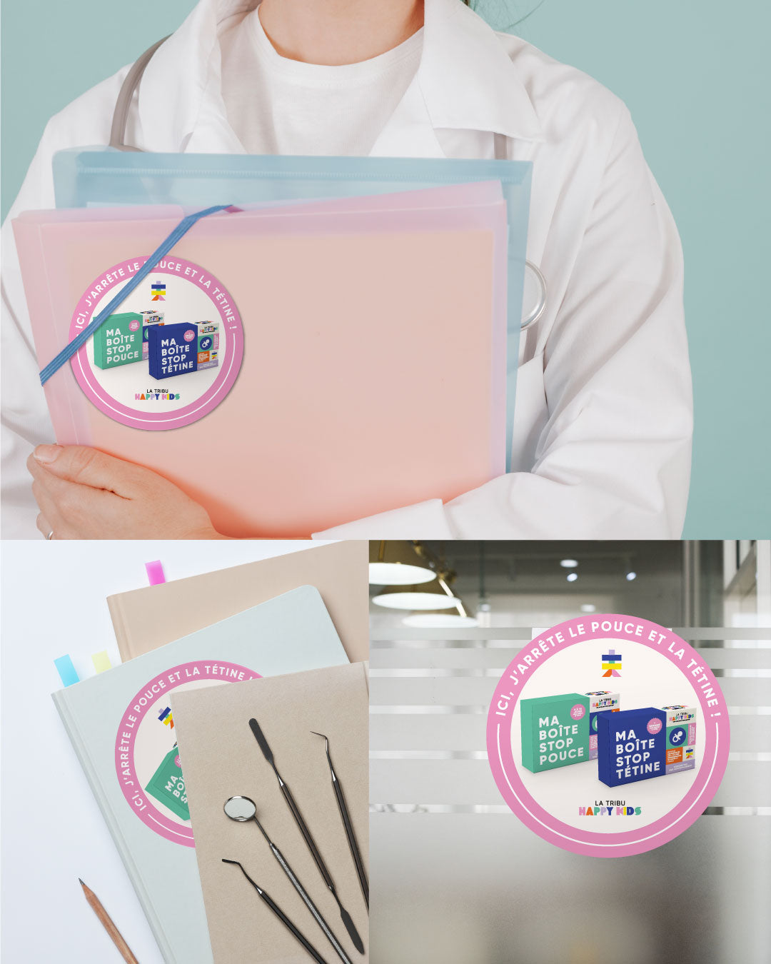 Sticker - Ici en vente Boîte Stop Pouce et Tétine