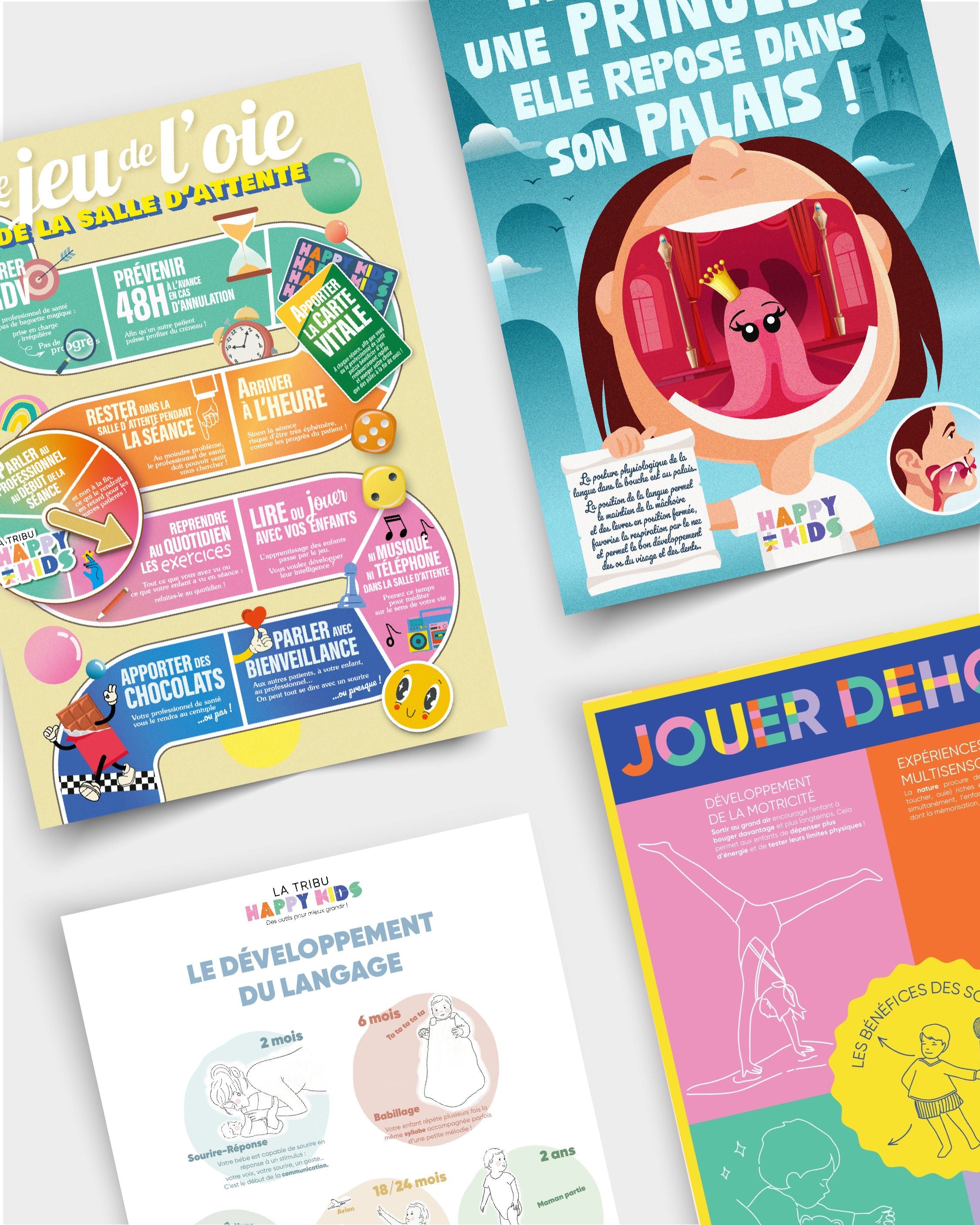 Mes affiches de prévention de La Tribu Happy Kids pour les pros de santé