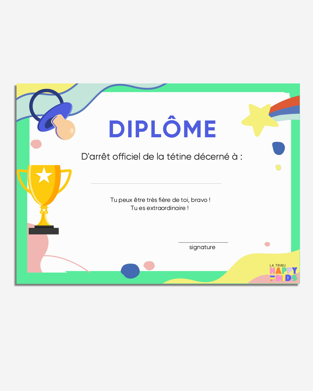 Diplôme Stop Tétine (Fichier Numérique)